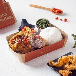 Paket Nasi Ayam Geprek Krispy Medium Pilih Saos Bbq/Saos Keju menu Ayam Geprek Rempah, Metro