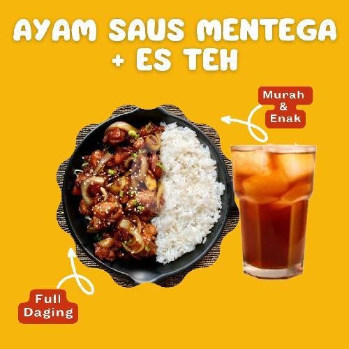 Paket Ayam Crispy Cheesy Hot + Es Teh menu Ayam Geprek Kremes RAYA, Masaran